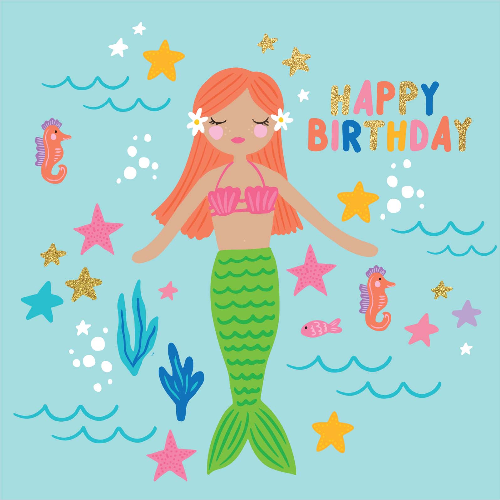 Greeting Card Enchanted - Swimming Birthday